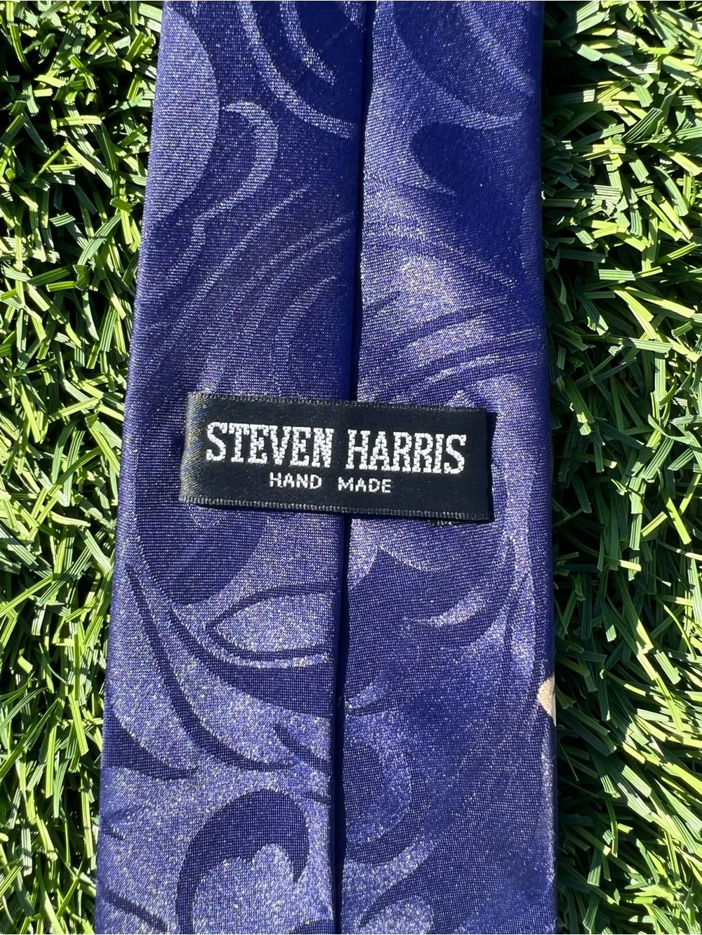 Navy Cat Print Necktie - Unbranded